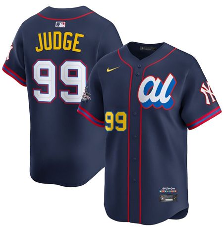 Men 2025 New York Yankees #99 Judge Blue All star Blank Blue Nike MLB Jersey style 1